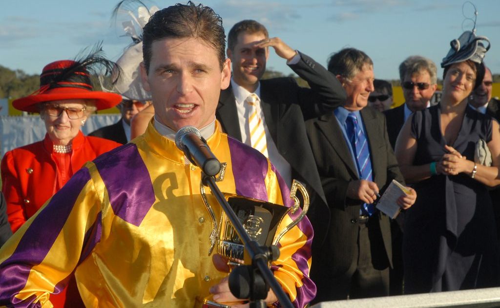 Danny Nikolic addresses the crowd at the post-race presentation after winning the 2010 Coffs Harbour Gold Cup on Mossurmi. Danny Nikolic addresses the crowd at the post-race presentation after winning the 2010 Coffs Harbour Gold Cup on Mossurmi.